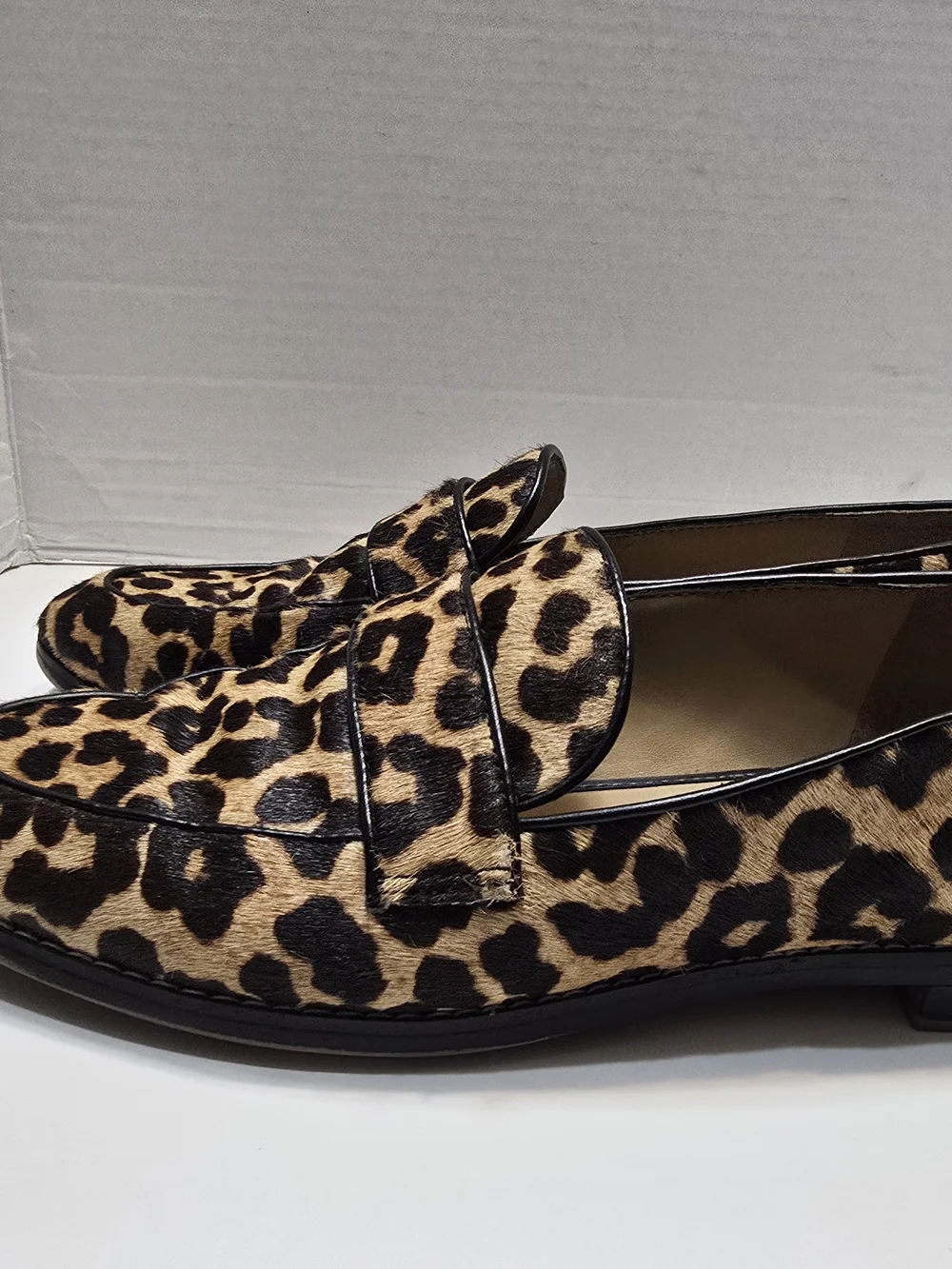 Franco Sarto Leopard Print Slip-On Loafers - Tan & Black